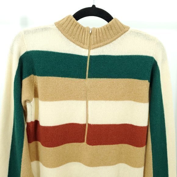 VTG Dalton Camel Hair/Geelong Lambswool Mock Neck Stripe Sweater 36 (S/M) - Picture 5 of 16